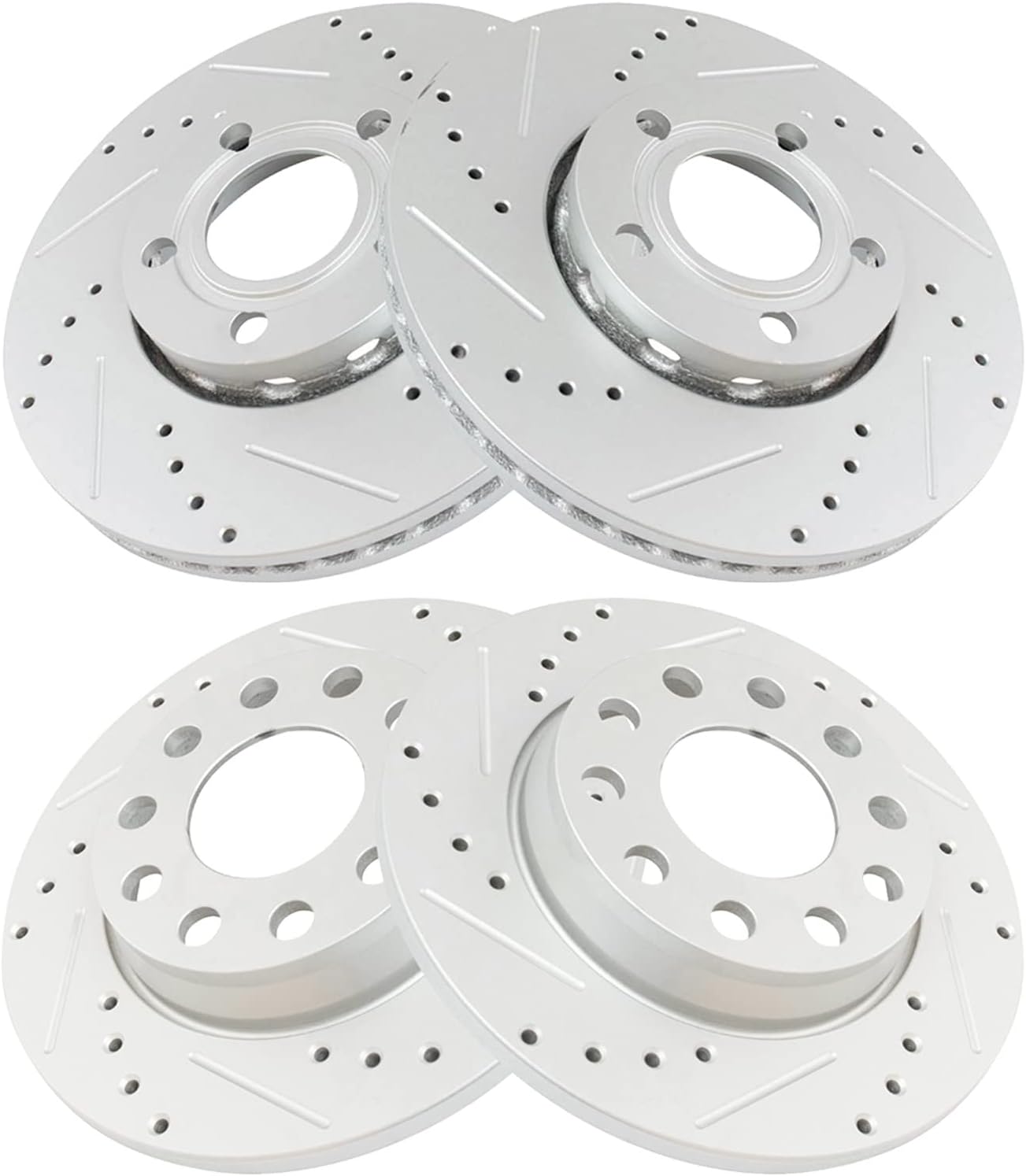 TRQ Performance Front and Rear Brake Rotor Set G Coated Drilled Slotted Compatible with 2005-2006 Audi A4 A4 Quattro