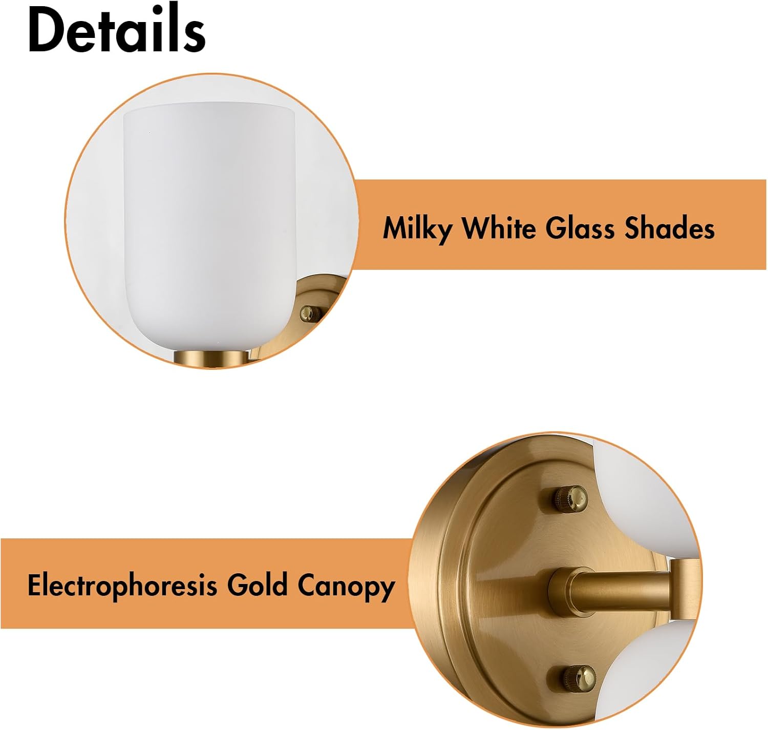 CLAXY Gold Wall Sconces 2-Light Modern Bath Vanity Light Milk White Glass | Se of 2, Dual Cyliner Opal Glass Shades, Dimmable Hardwired Wall Lights Over Mirror Bedroom Stairway Living Room Corridor