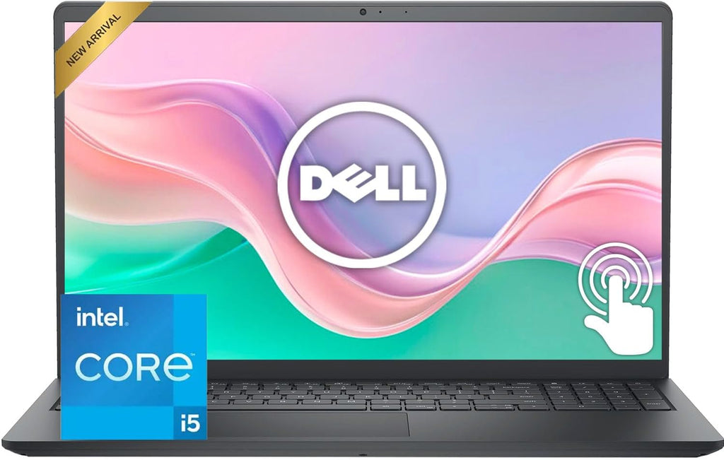 Dell 15.6' FHD Touchscreen Laptop • Intel Core i5-1334U (10 cores) • 8GB RAM • 256GB PCIe SSD • SD Card Reader • Intel Iris Xe Graphics • 9H Battery • Wi-Fi 6 • Copilot AI • Win 11