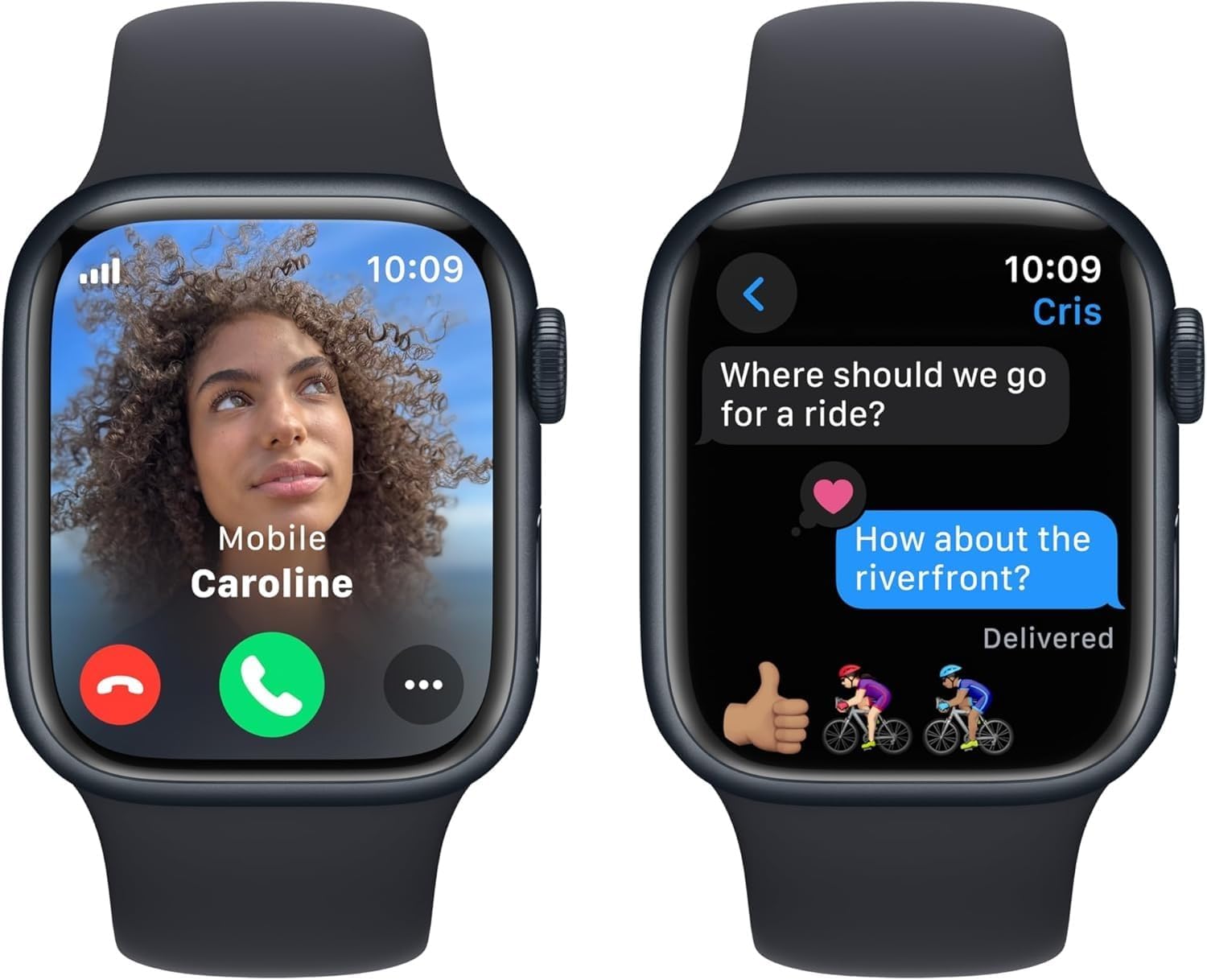 Apple Watch Series 9 [GPS + Cellular, 41mm] - Silver Stainless Steel Case with Storm Blue Sport Band, S/M (Renewed Premium)