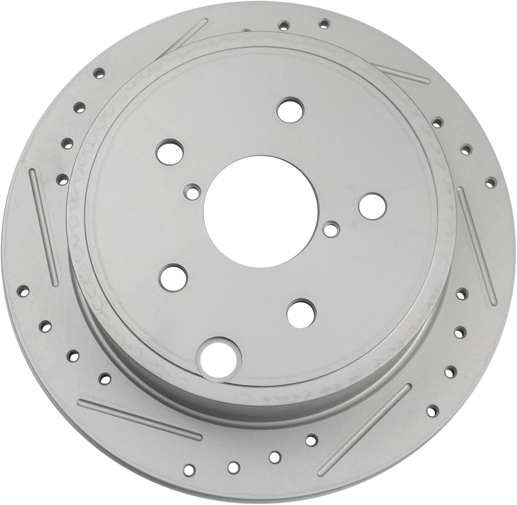 TRQ Front and Rear Brake Rotor Set G Coated Drilled and Slotted Compatible with 2015-2021 Subaru WRX