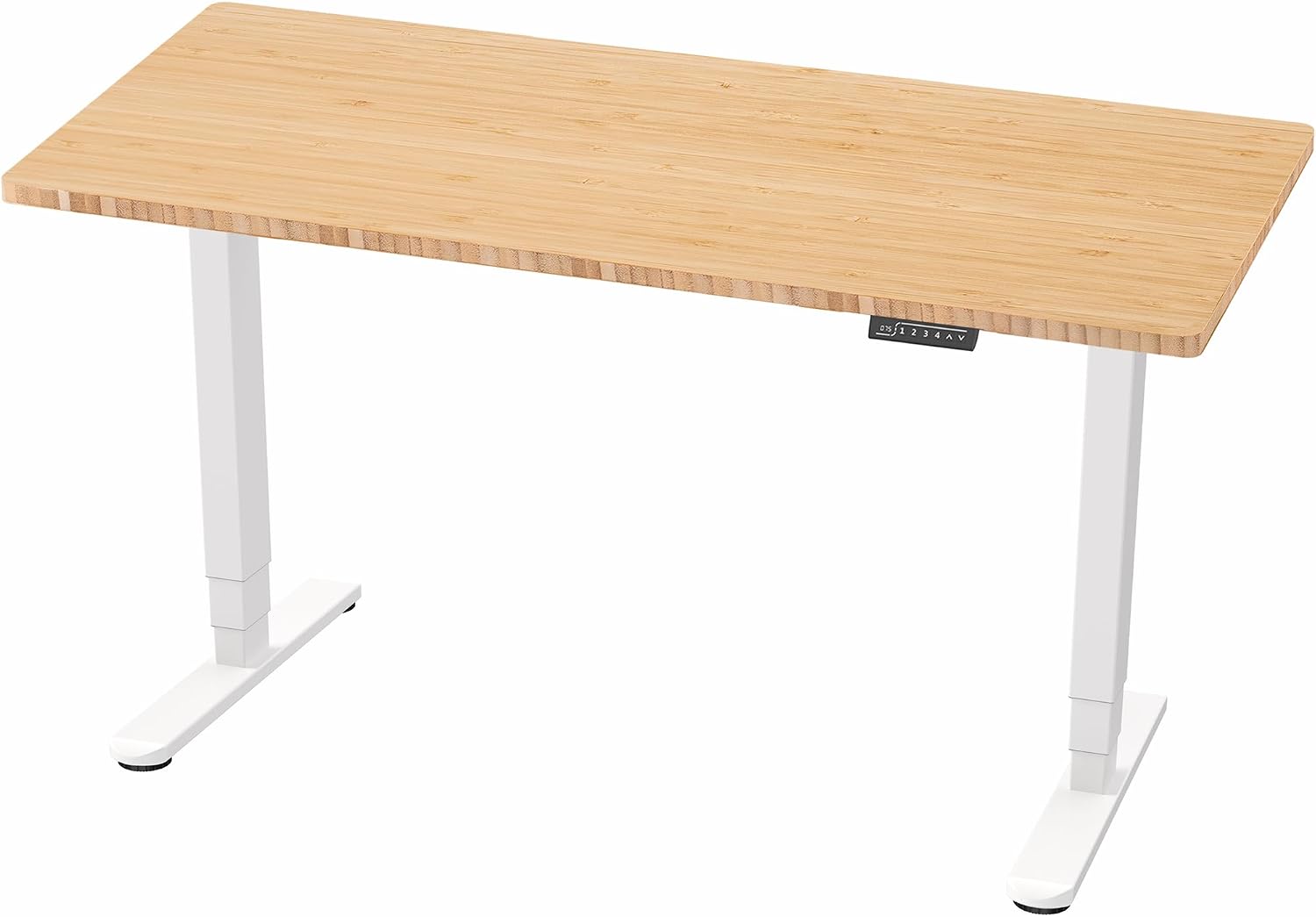 VIVO Electric 60 x 24 in Dual Motor Sit Stand Desk, Memory Height Adjustment, 2B Series, Bamboo Top White Frame, DESK-KIT-2W6O