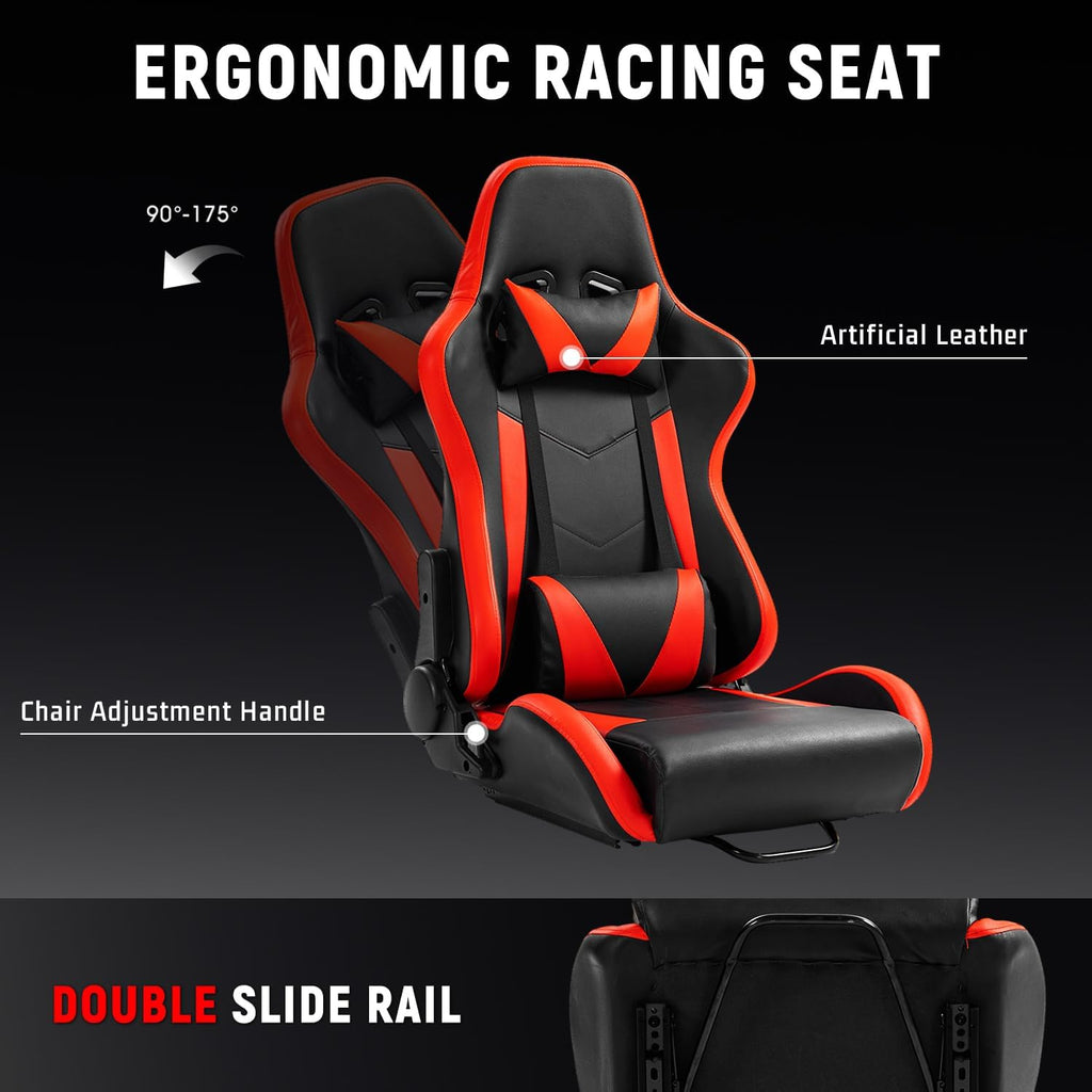 Dardoo Racing Simulator Cockpit with Triple Monitor Stand and Red Seat Fit for Logitech/Thrustmaster/Fanatec T500RS TX G29 G920 G923 CSL-DD, No Steering Wheel,Pedal,Handbrake