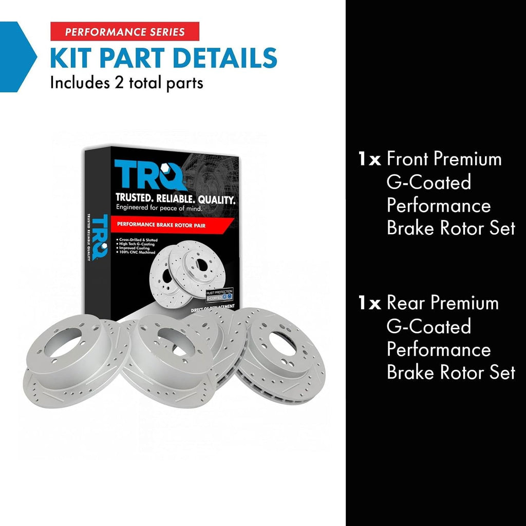 TRQ Front & Rear Brake Performance Rotor Kit Compatible with Sebring Avenger Stratus Eclipse