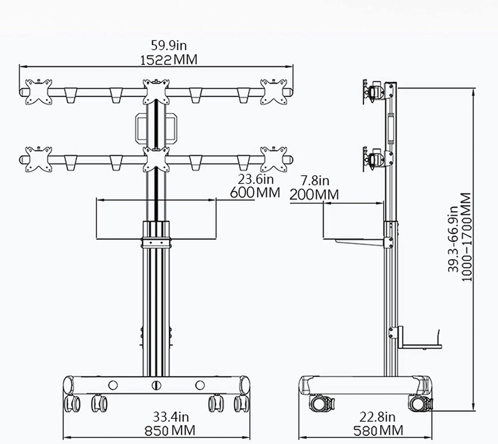 6 Screen Monitor Stand 17'-24'-20' 24'-30' and Monitor Stand with Keyboard and Host Mount Adjustable Heavy Duty Monitor Stand