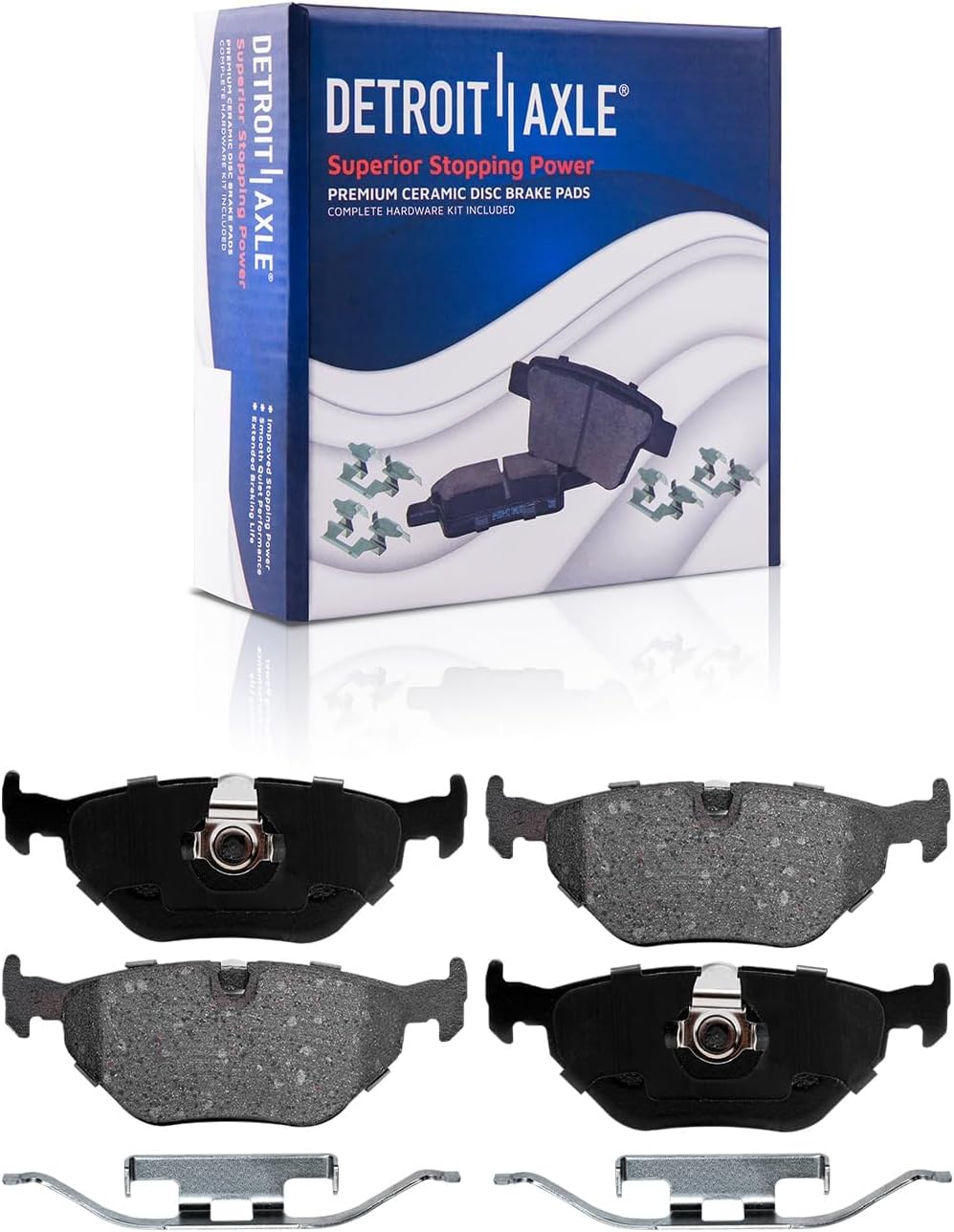 Detroit Axle - Brake Kit for E39 97-03 BMW 528i 01-03 525i Disc Brakes Rotors 1997 1998 1999 2000 2001 2002 2003 Ceramic Brake Pads Front and Rear Replacement
