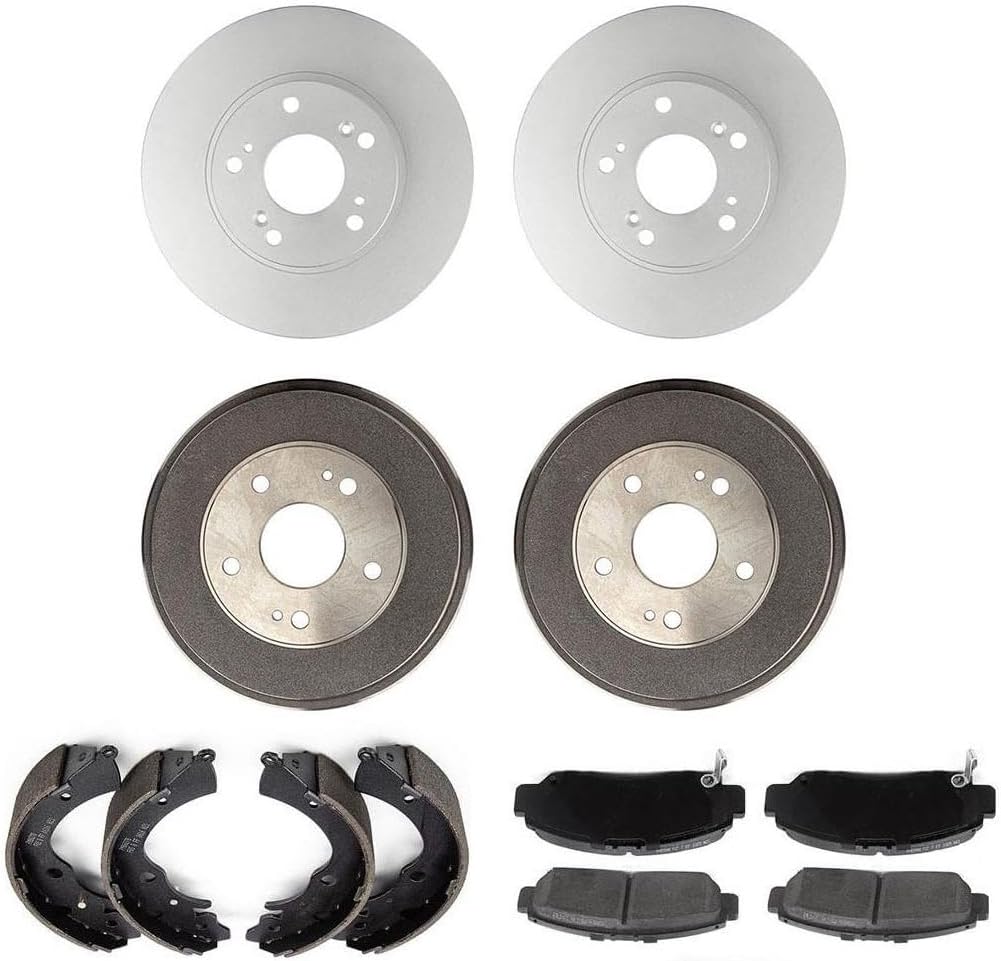 Arrhythmic Front Rear 12X Ceramic Brake Pads Rotors Shoes & Drum Set Automotive Replacement Brake Kit for Honda Civic 1.8L 2006 2007 2008 2009 2010 2011