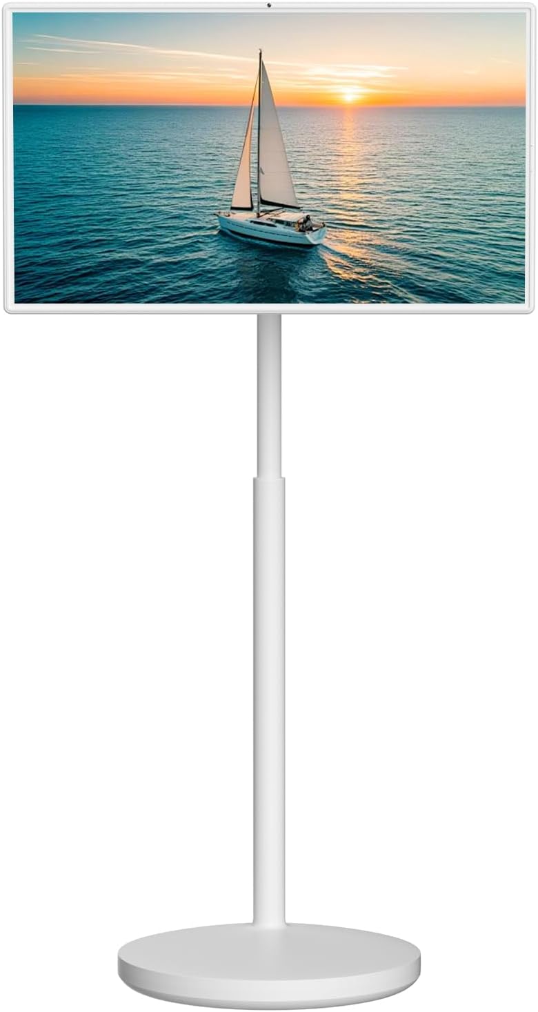 yezrow® Portable TV on Wheels, UHD 4K Portable Touch Screen Monitor, 8+128GB, Android 13 (Support Google Play Store), Built-in Battery(5-8H), Full Swivel Rotation, Voice Remote Control (32 inches Pro)