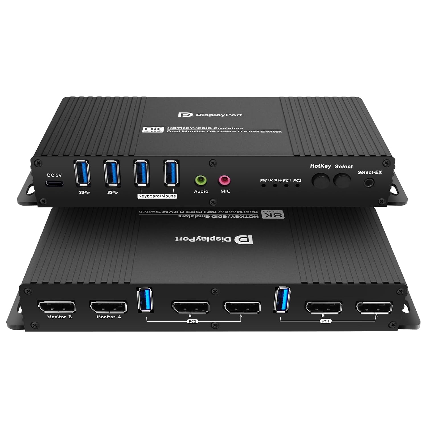 Kvm Switch Displayport EDID 2 Monitors 2 Computers 4K 144Hz Hotkey Switching kvm Switch Dual Monitors dp 1.4 1440P 144Hz 165Hz 240hz Hotkey EDID