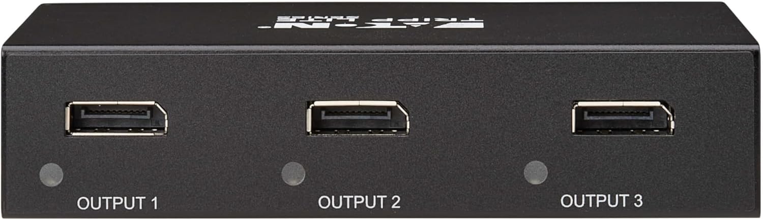 Tripp Lite Series 3-Port DisplayPort Splitter for 3 Monitors, 4K@60Hz Video, 1 in 3 Out, DP 1.4, MST Hub, TAA Compliant, Plug-and-Play, 1-Year Warranty (B156-003-8K)
