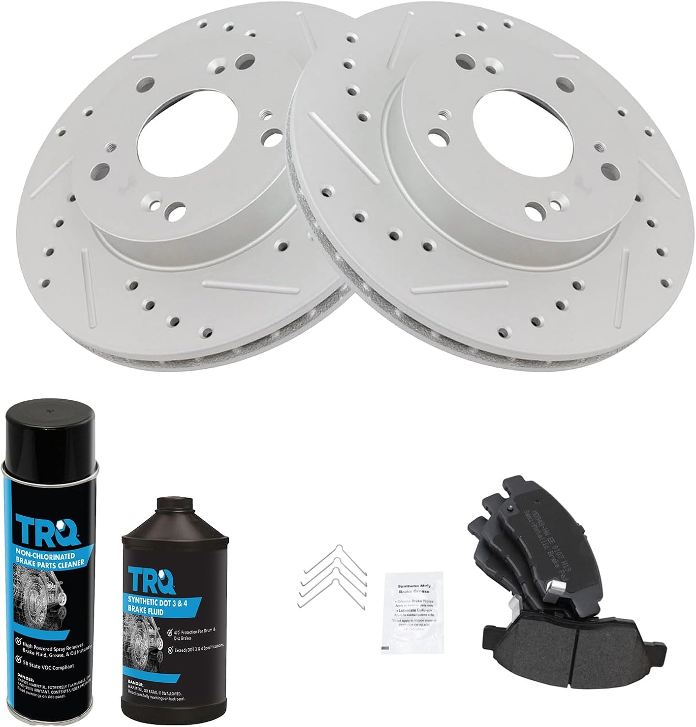 Front Performance Brake Pad & Rotor Kit, with Chemical Kit Semi-Metallic Compatible with 2002-2006 Acura RSX 2006-2011 Honda Civic 2011-2015 CR-Z
