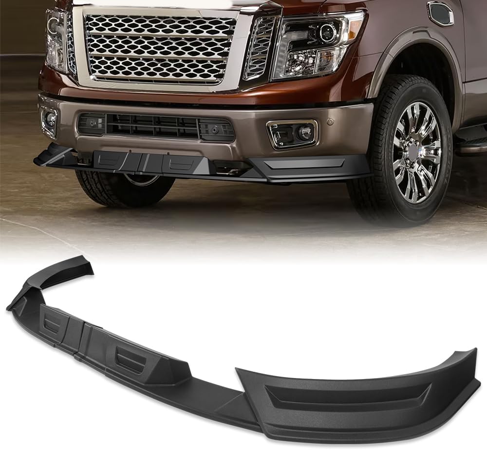 Stay-Tuned, 4PC STP-Style ABS Front Bumper Lip Spoiler Splitter, Compatible with 2017-2019 Nissan Titan, Replacement Exterior Accessory (Without LED)
