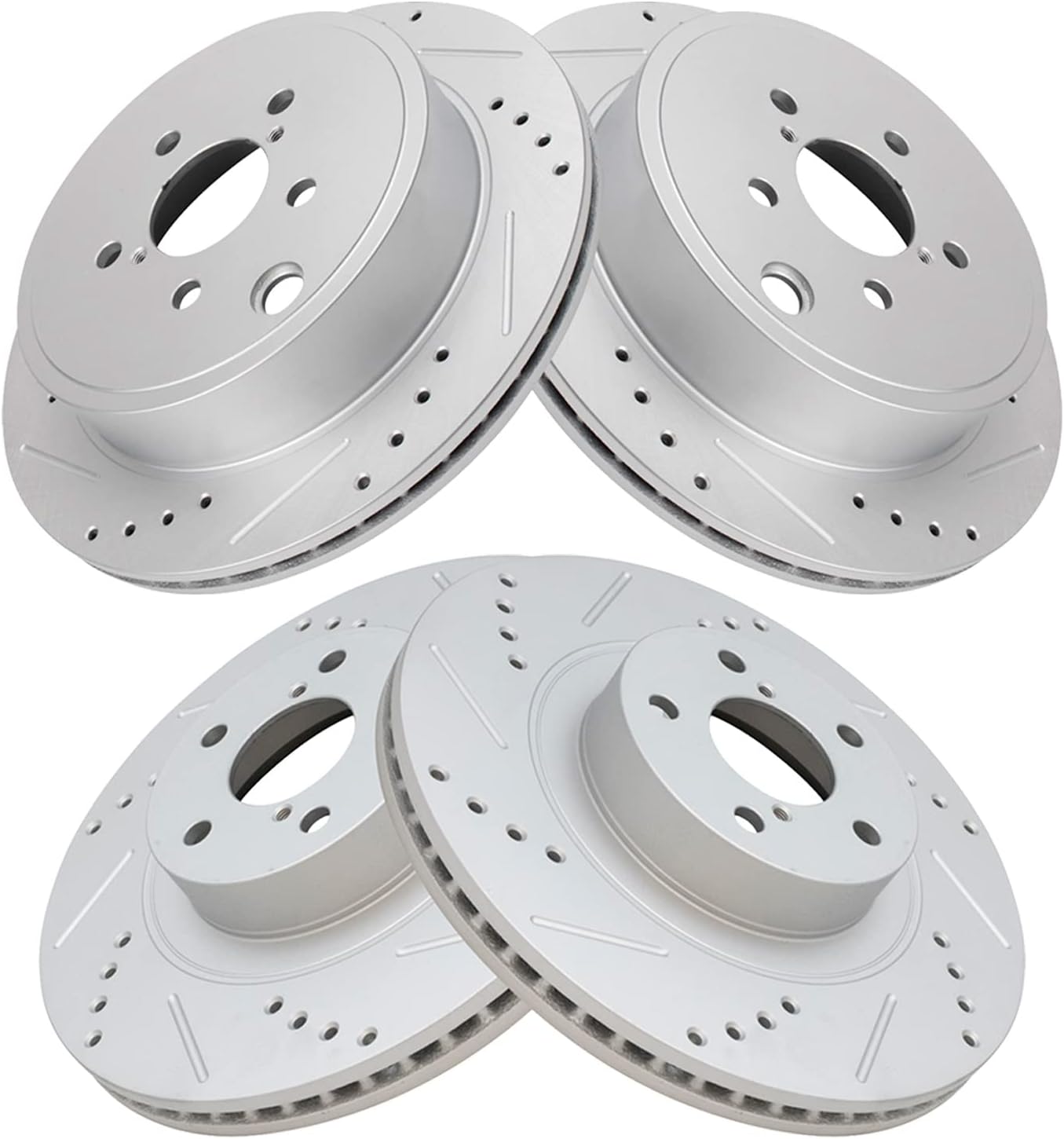 TRQ Performance Front and Rear Brake Rotor Set G Coated Drilled and Slotted Compatible with 2013-2016 Scion FR-S 2013-2023 Subaru BRZ 2017-2020 Toyota 86