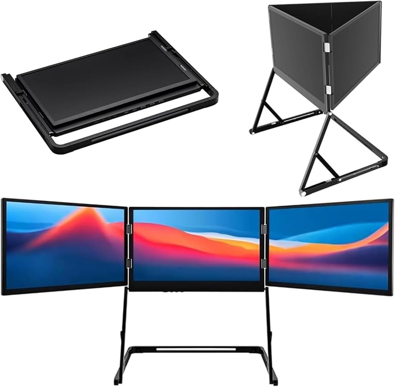 Laptop Screen Extender, 15.6' Fhd 1080p Laptop Monitor Extender, Stretchable Base and Detachable Screen, Triple Screen Extender Compatible with Windows, Mac