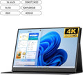 Portable Monitor for Laptop 16-inch 4K HD IPS External Screen 100% SRGB 400nit Brightness Second Portable Portable Gaming Monitor