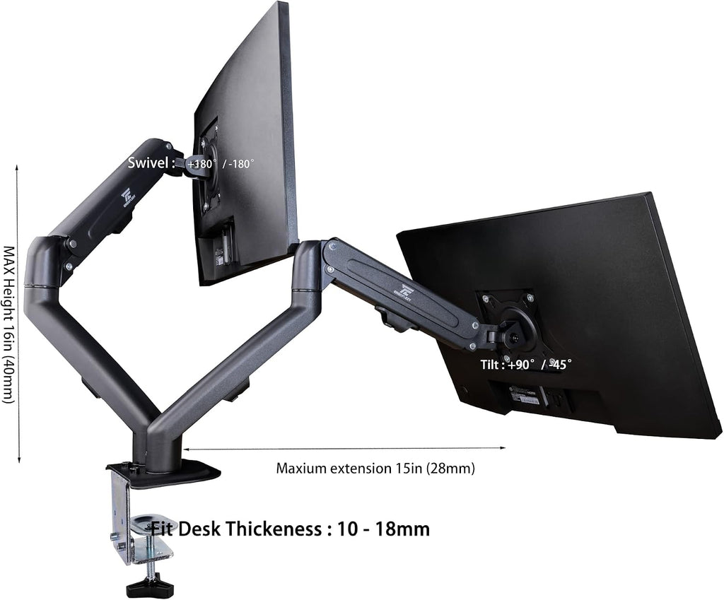 acer 24' Vero V247Y Gbmix FHD IPS Monitor with 4 ms Response Time, Anti-Glare, Integrated Speakers, VESA Mount (100mm) & DKZ Hub, Black (UM.QV7AA.G03) 2 Pack & ErgoFlexy Dual Monitor Mount