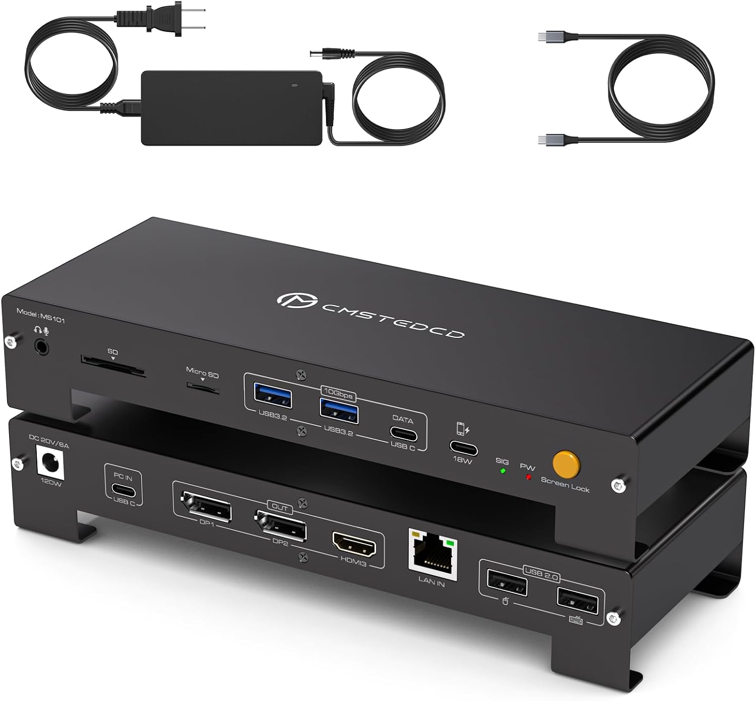 USB C Laptop Docking Station 3 Monitors 4K with 120W Power Supply 15-in-1 Thunderbolt Dock for Multiple Monitors with 2DP and HDMI Port PD100W/10Gbps USB/SD&TF/Ethernet etc (macOS-No Extended Mode)