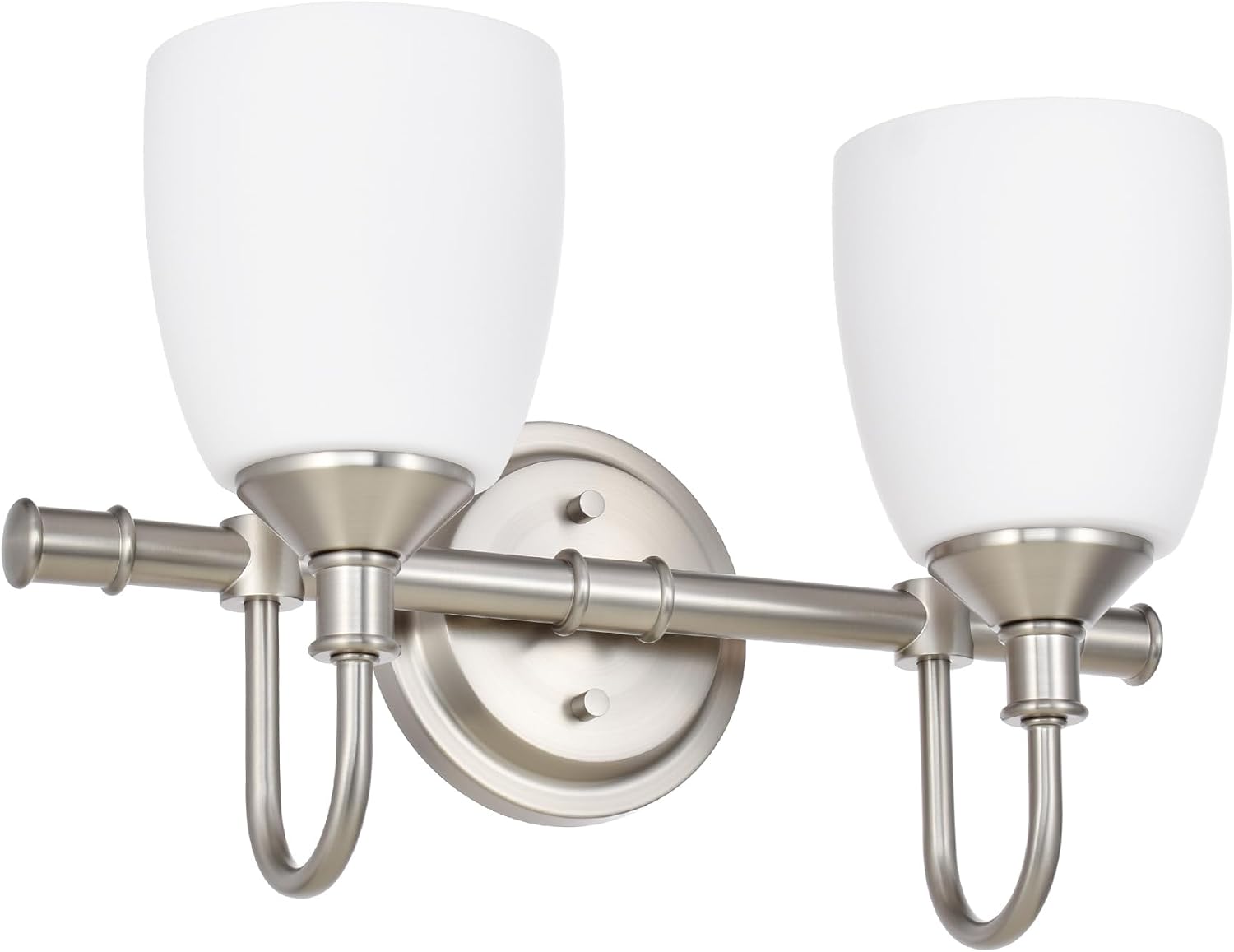 2-Light Bathroom Vanity Light Fixtures Over Mirror, Vintage Vanity Lights for Living Room, Milk White Glass Shades, Standard E26 Base, Brushed Nickel