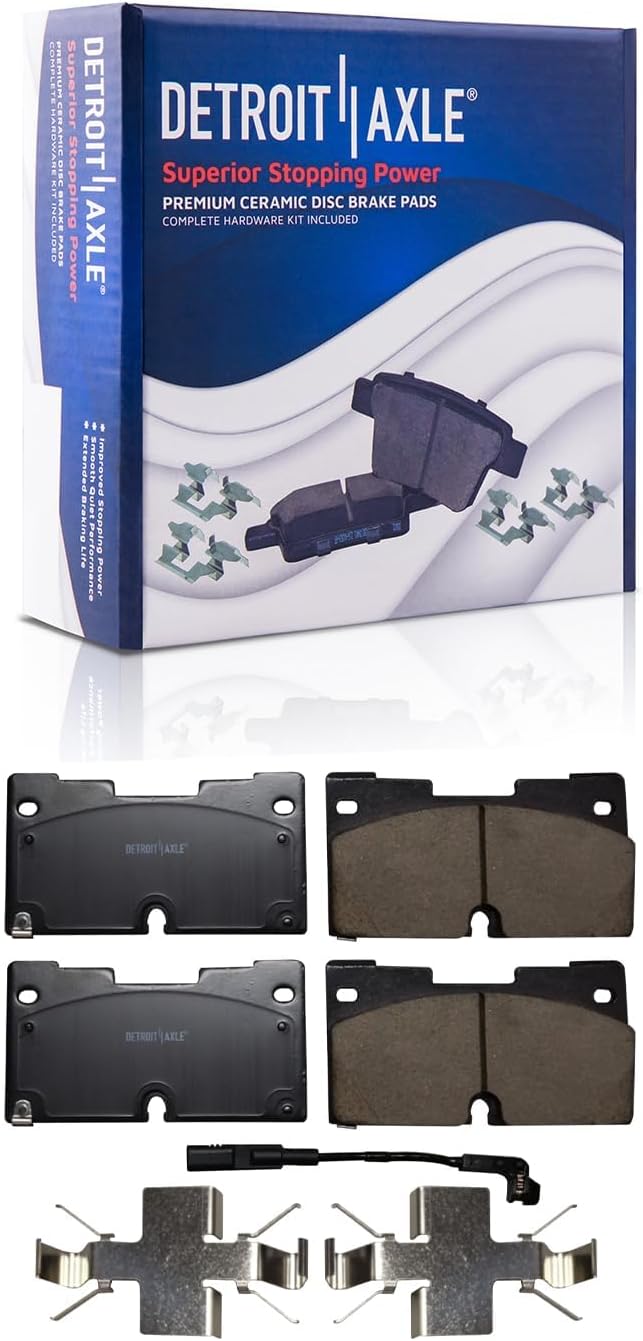 Detroit Axle - Front Brake Kit for Chevy GMC Silverado Sierra 1500 Tahoe Yukon XL Cadillac Escalade ESV Drilled and Slotted Disc Brakes Rotors Ceramic Brake Pads Replacement : 13.50' inch Rotor