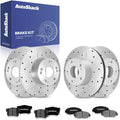 AutoShack Front & Rear Brake Rotors & Premium Pads for Honda, Civic 2006-2011, FWD L4 1.8L - Silver Zinc Coated Drilled & Slotted - SilverShield Pro