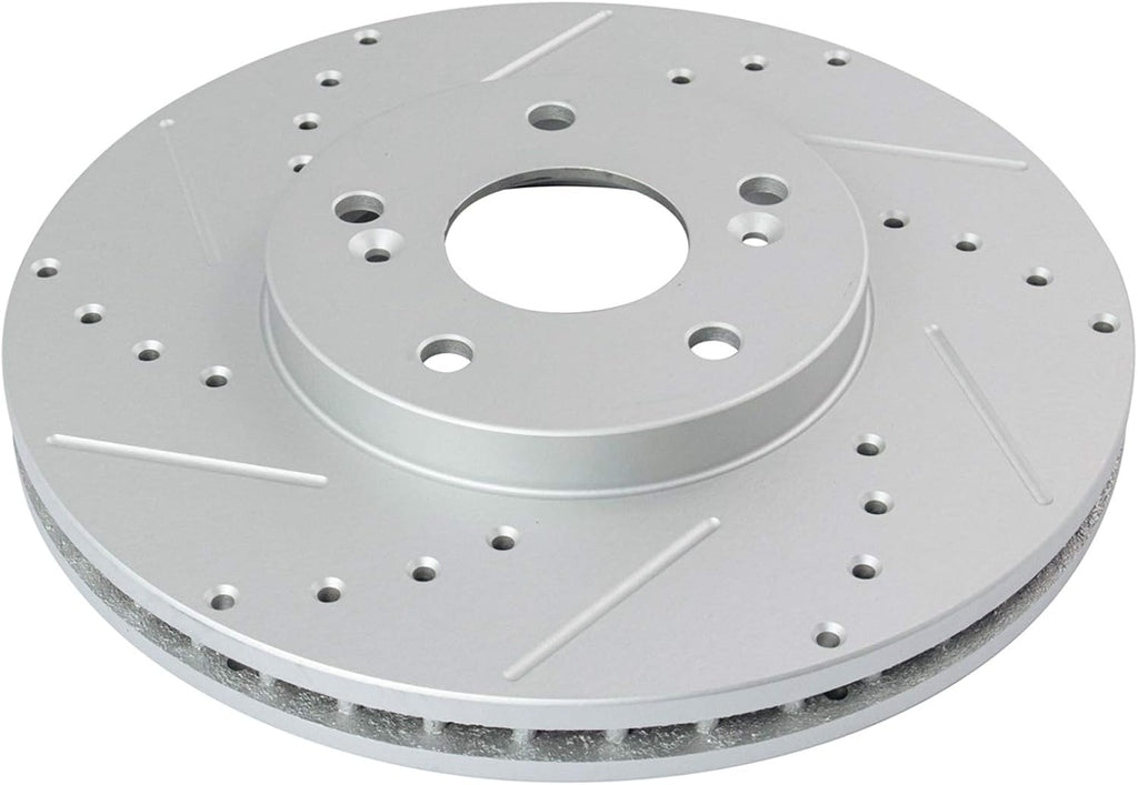 TRQ Performance Front and Rear Brake Rotor Set G Coated Drilled and Slotted Vented Solid Compatible with 2003-2007 Honda Accord 2004-2008 Acura TSX