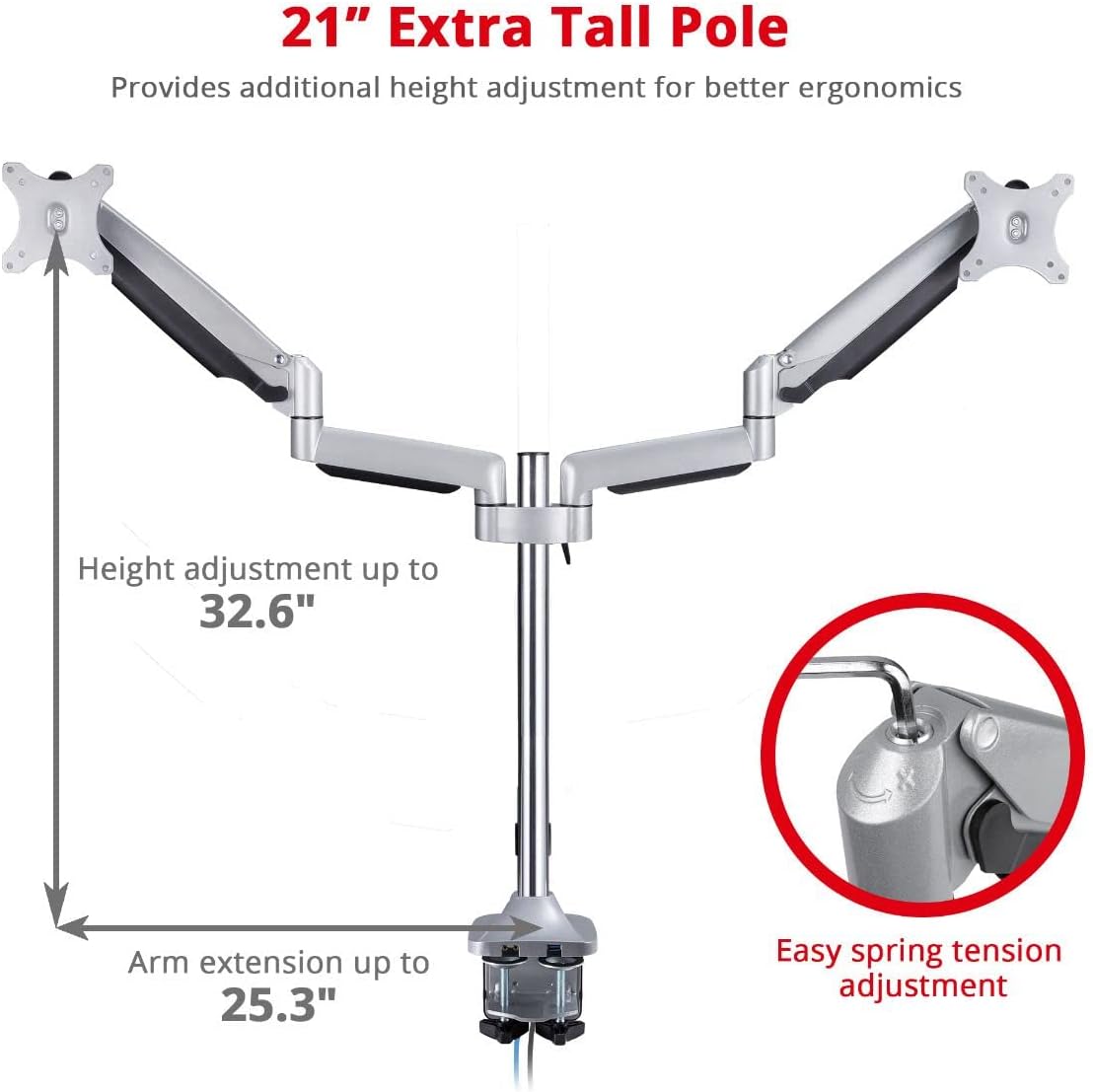 SIIG Dual Monitor Gas Spring Desk Mount W/USB Port