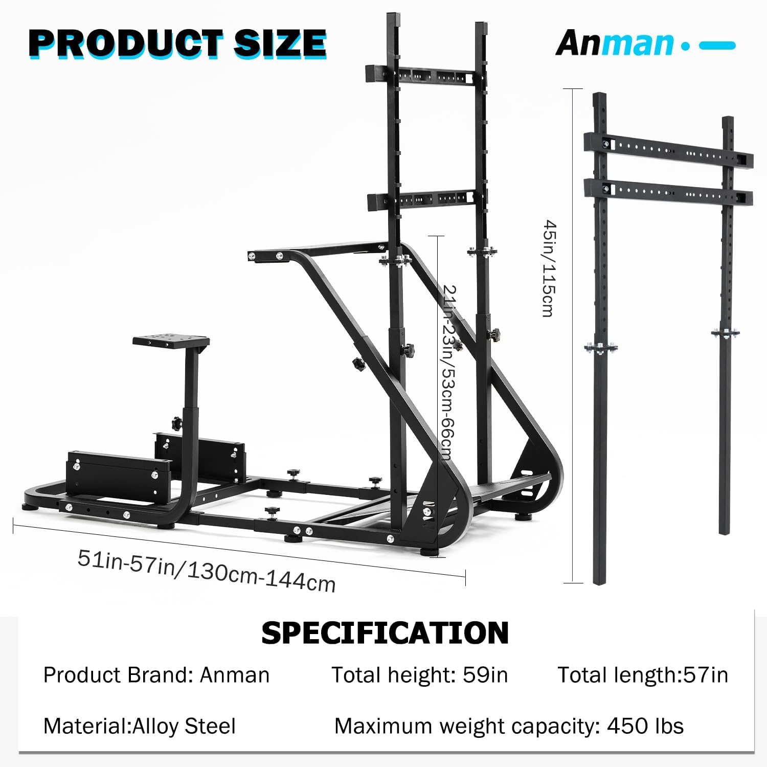 Anman Gaming Simulator Cockpit with Monitor Stand,Not included Wheel Shifter Pedal Seat