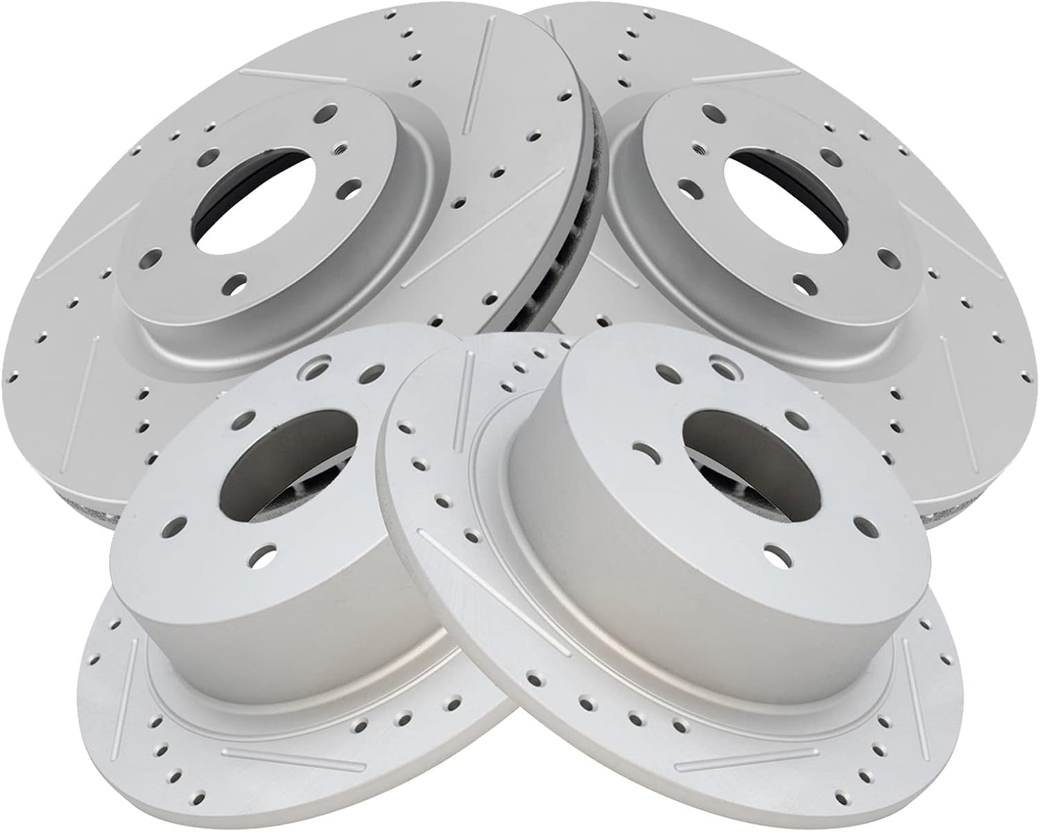 TRQ Performance Front and Rear Brake Rotor Set G Coated Drilled and Slotted Compatible with 2006 Nissan Altima 2005-2008 Nissan Maxima