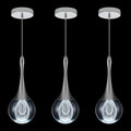 LED Pendant Light Kitchen Island Raindrop Crystal Pendant Lights Dimmable Chrome Modern Hanging Light for Bedroom Bathroom Living Room 6000K Cool White, 3 Pack
