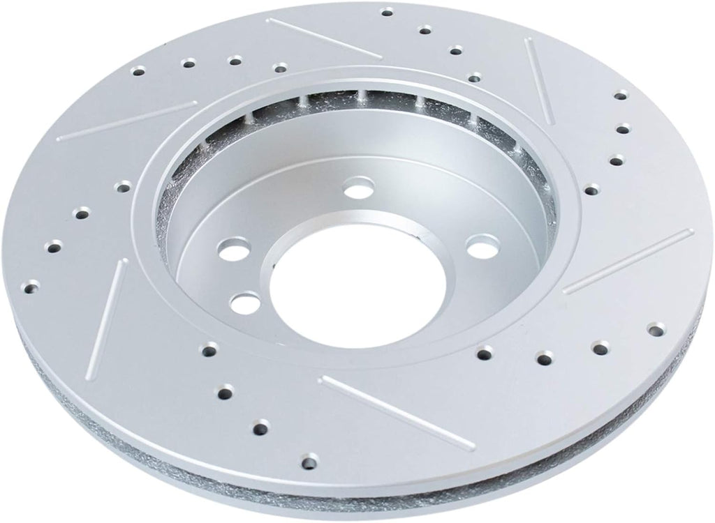 TRQ Performance Front and Rear Brake Rotor Set G Coated Drilled and Slotted Compatible with 1999-2000 BMW 323i 2000 323Ci 1999-2000 328i 2000 328Ci 2001-2006 325Ci 2001-2005 325i