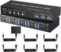 4K@60Hz USB 3.0 HDMI Displayport KVM Switcher HDMI 2.0 DP Extended Display Switch for 4 Computers Share 2 Monitors(UK Power Plug)