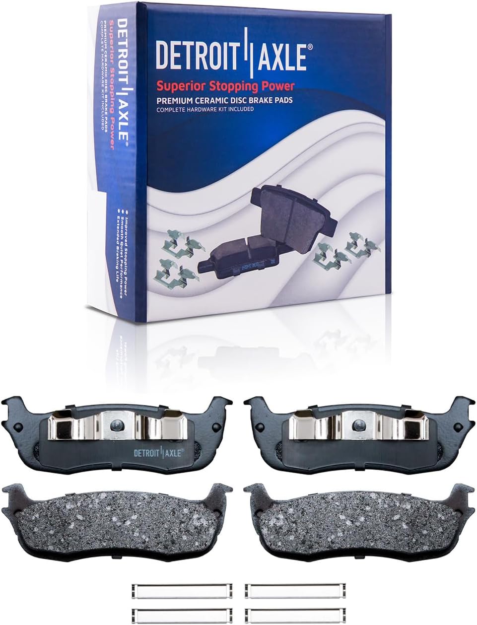Detroit Axle - Brake Kit for 2WD 2000-03 Ford F-150, 2002 Lincoln Blackwood Replacement 2000 2001 2002 2003 Disc Brakes Rotors Ceramic Brake Pads, Front and Rear [4-Wheel Disc Brakes]
