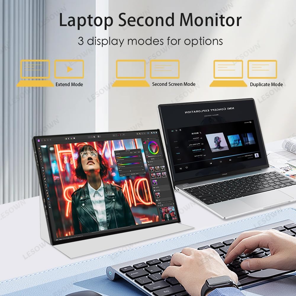 3840x2400 UHD 4K Portable Monitor 16 inch USB C HDMI Touch 400Nits High Brightness Ultra Wide Display with Speakers External Monitor for Laptop PC Phone Mac (4K No Touch)