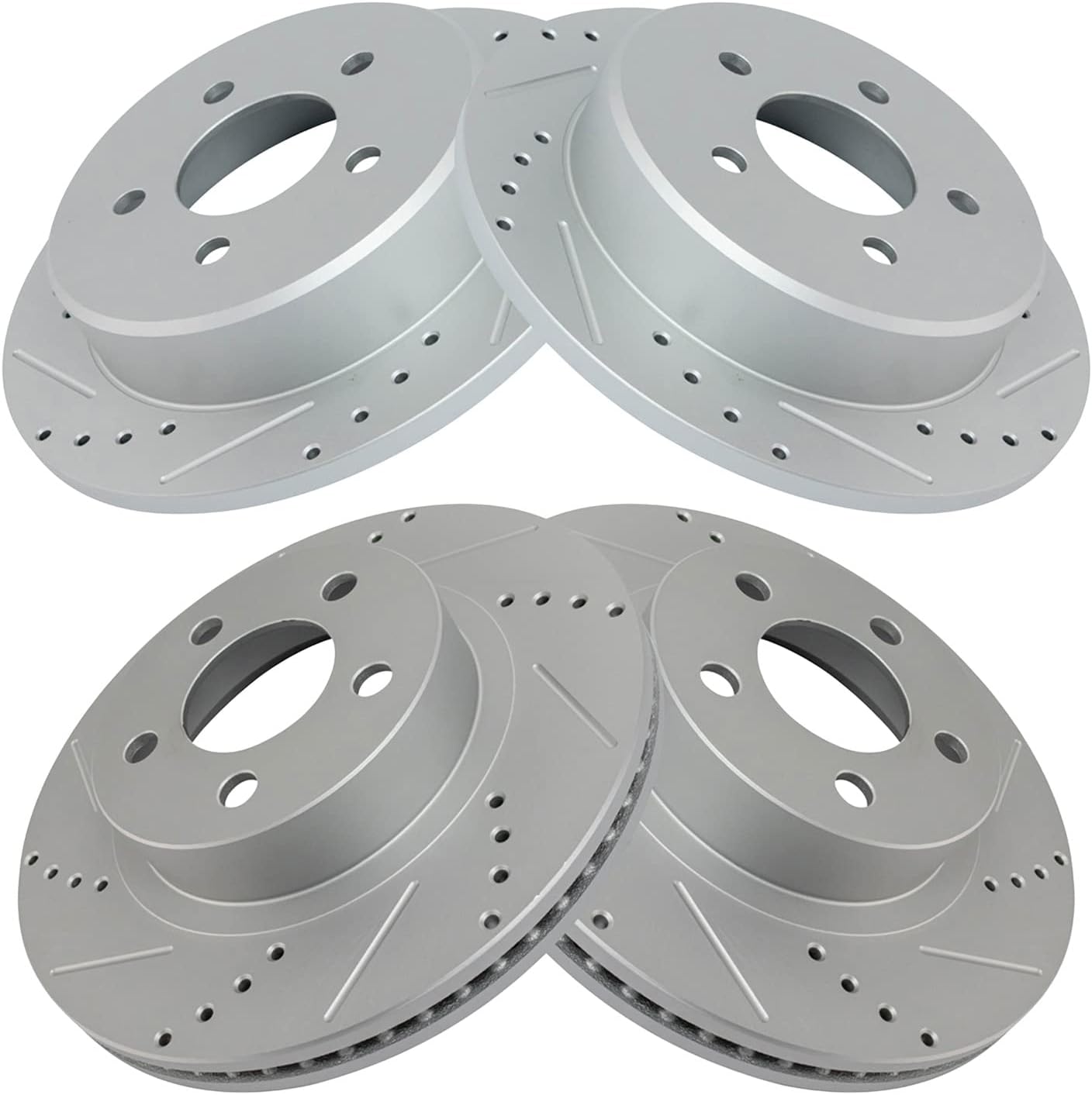 TRQ Performance Front and Rear Brake Rotor Set G Coated Drilled and Slotted Compatible with 2001-2002 Ford Explorer Sport