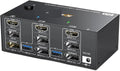 KVM Switch 3 Monitors 2 Computers,Triple Monitors KVM Switch DisplayPort HDMI 3 Ports 8K@60Hz 4K@144Hz Extended Display(203DH US Plug)