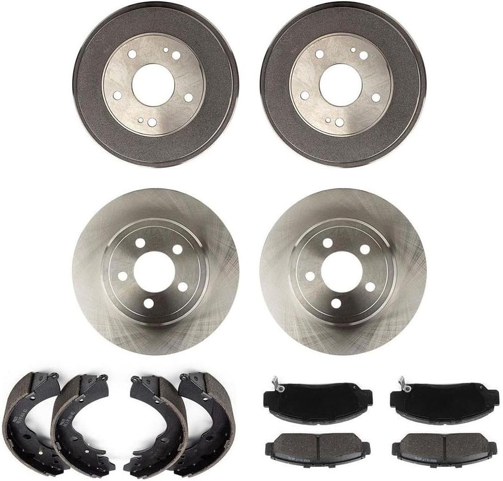 Arrhythmic Pack of 12 Semi-Metallic Brake Pads Rotors Shoes & Drum Set Front Rear for Honda Civic 1.8L 2006 2007 2008 2009 2010 2011 Left Right Automotive Replacement Brake Kit