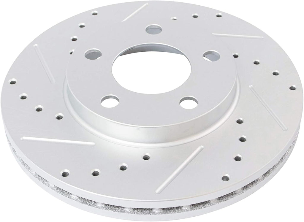 TRQ Performance Front and Rear Brake Rotor Set G Coated Drilled and Slotted Compatible with 1994-2004 Ford Mustang