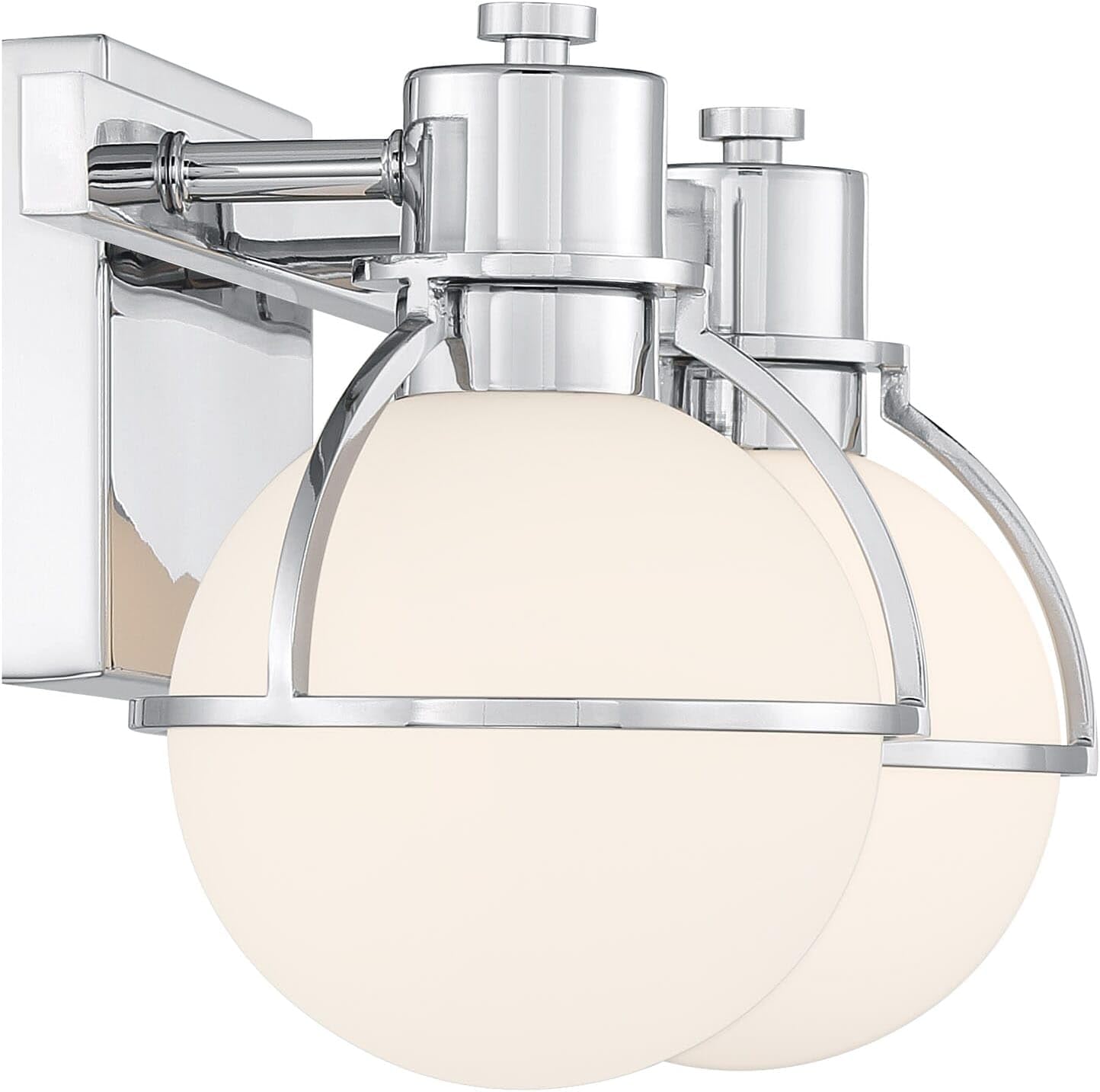 Savoy House 8-1060-2-11 Pierce Vintage Industrial Opal Glass Bathroom Vanity Wall Light, 2-Light 120 Total Watts, 8' H x 16' W, Chrome