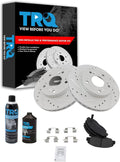TRQ Front Performance Brake Pad & Rotor Kit, with Chemical Kit Semi-Metallic Premium G-Coated Compatible with 2006-2011 Honda Civic