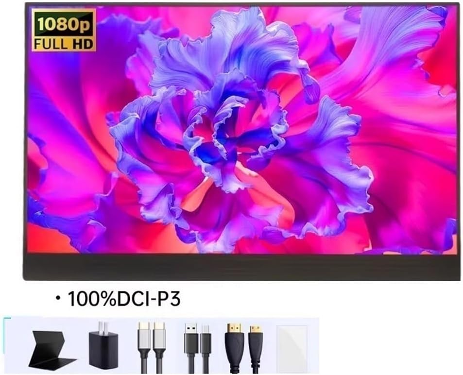 Portable Monitor for Laptop Laptop Extended Second Screen 15.6 Inch 1080P 10bit Color Depth IPS Portable Monitor Portable Gaming Monitor
