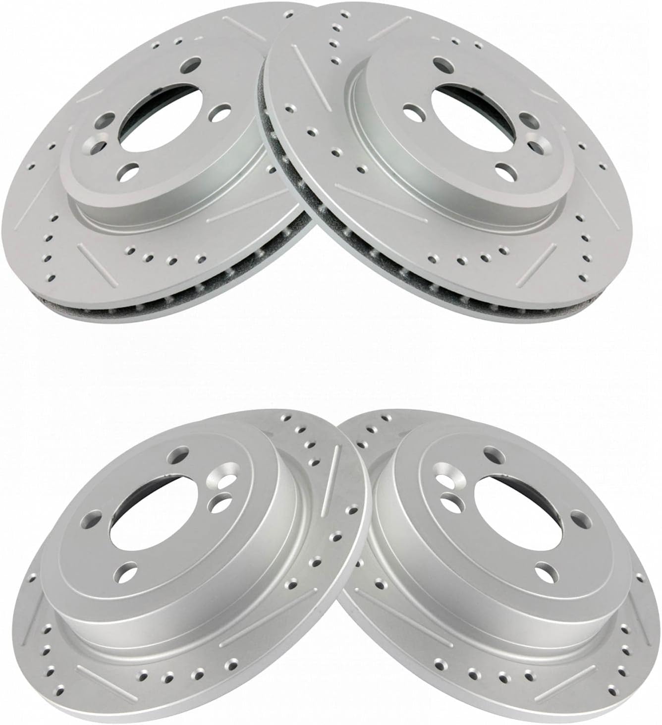 TRQ Performance Front and Rear Brake Rotor Set G Coated Drilled and Slotted Compatible with 2007-2015 Mini Cooper