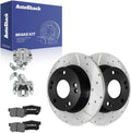 AutoShack Rear Brake Rotors, Ceramic Pads & Calipers for Honda, Civic 2006-2015, FWD L4 1.3L 1.8L 2.0L 2.4L - E-Coated Drilled & Slotted - ShadowGuard - 10.24' (260 mm), 5-Lug