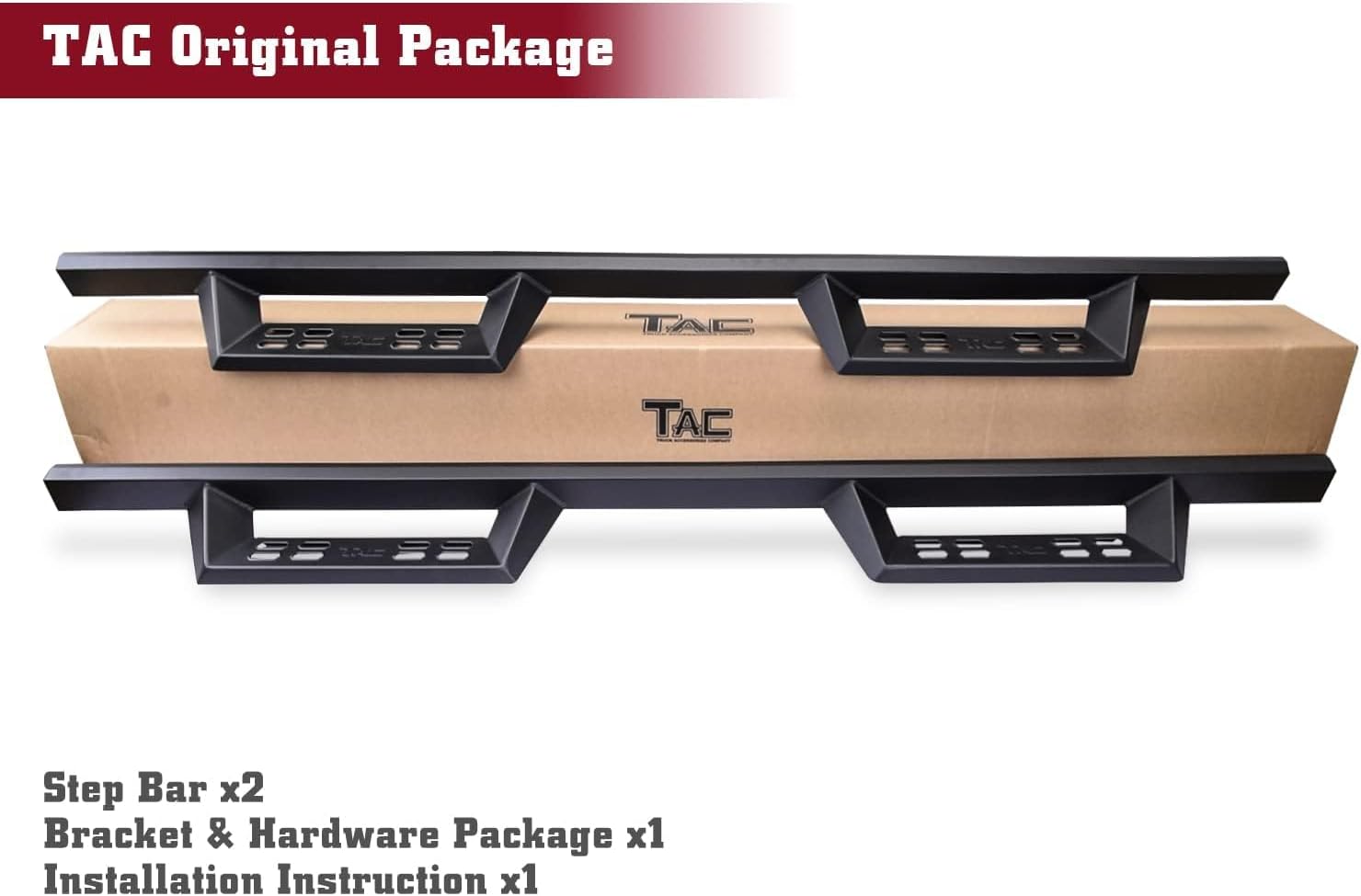 TAC Sniper Running Boards Fit 2019-2026 Ram1500 Crew Cab(Excl. 2019-2024 Ram1500 Classic) 4' Drop Side Steps Nerf Bars Automotive Exterior Accessories Fine Texture Black 2pcs