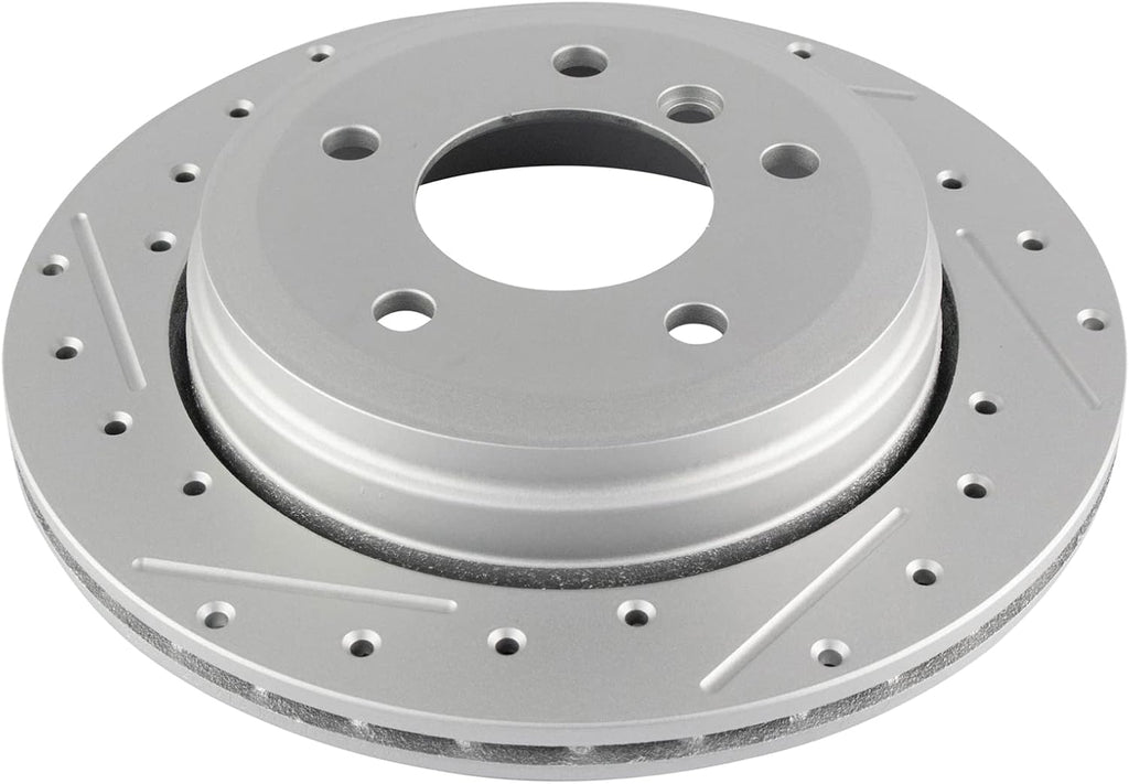 TRQ Performance Front and Rear Brake Rotor Set G Coated Drilled and Slotted Compatible with 2001-2005 BMW 325xi