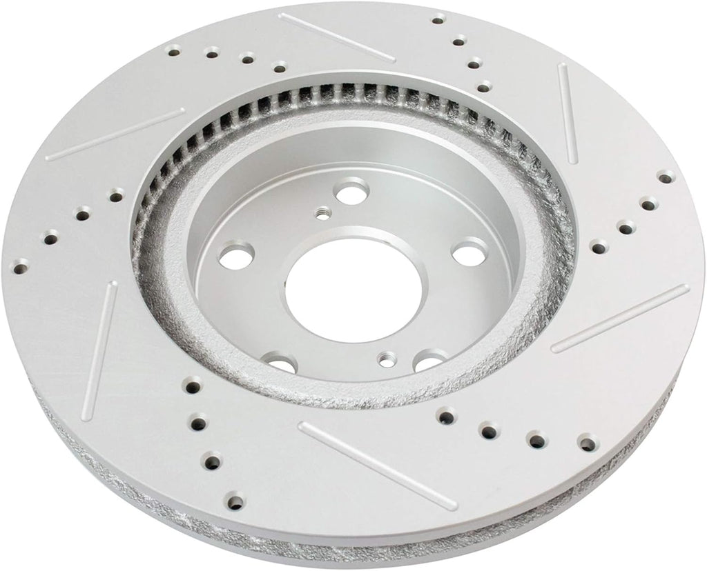 TRQ Performance Front and Rear Brake Rotor Set Coated Drilled Slotted Compatible with 13-18 Toyota RAV4 XLE Limited SE 16-18 Toyota RAV4 Hybrid XLE Limited SE Japan Built Models 1st VIN Digit J