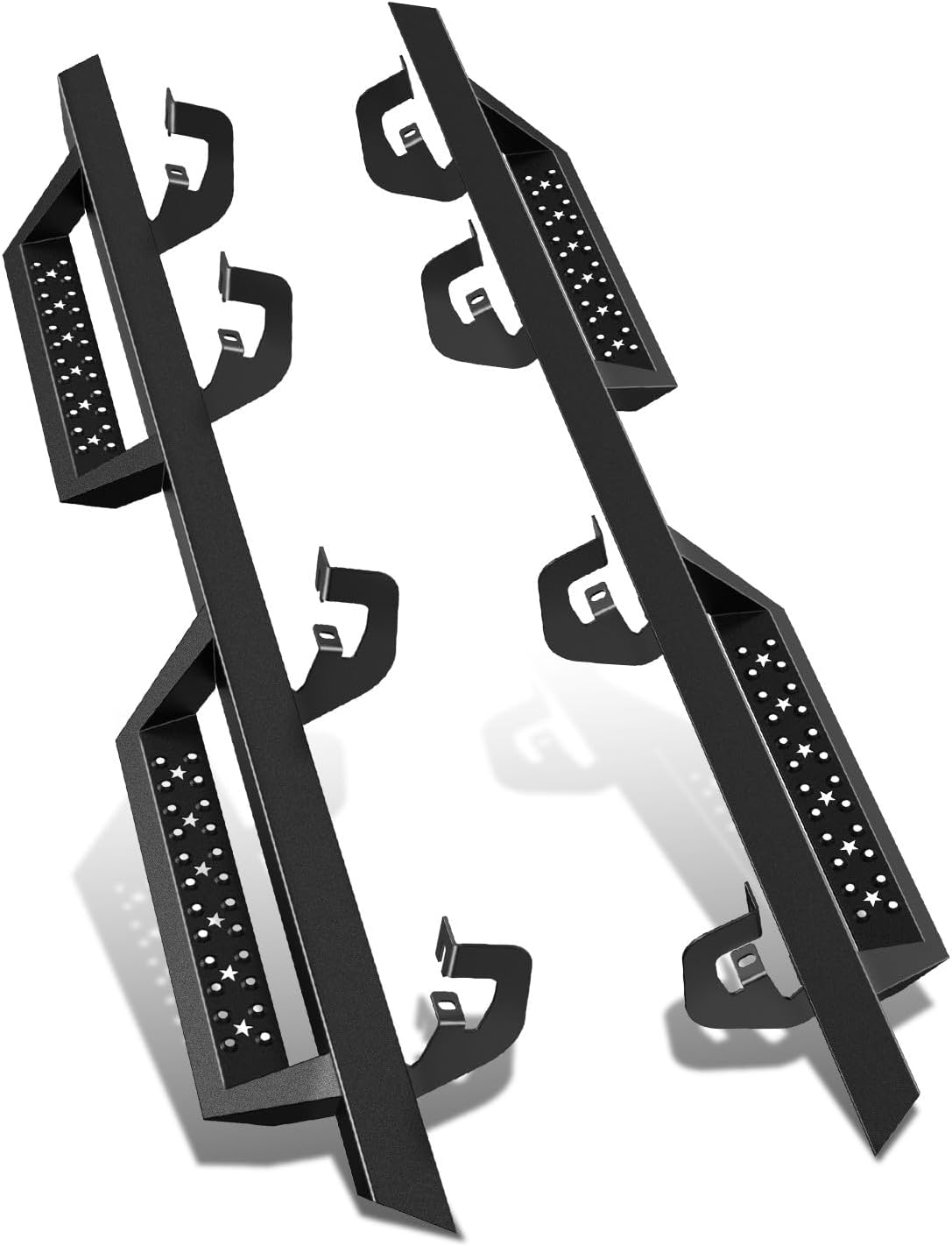 2.75' Black Drop Side Steps Nerf Bars Running Boards Compatible with 07-19 Chevy Silverado/GMC Sierra Crew Cab (Pair)