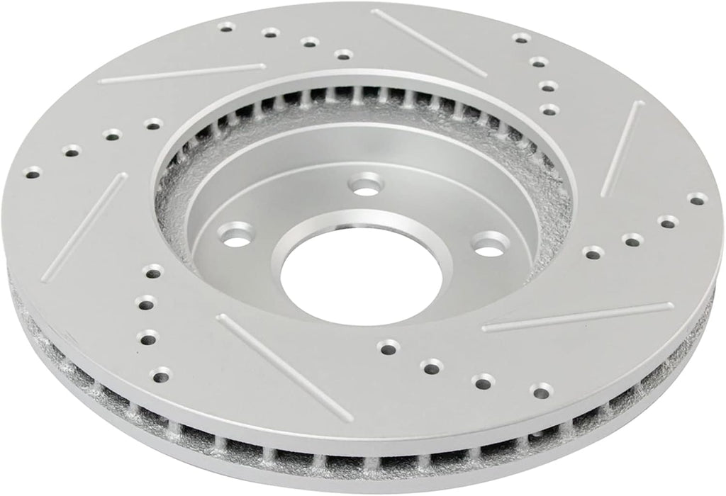 TRQ Performance Front Rear Brake Rotor Set Drilled Slotted Vented G Coated Compatible with 2004-2009 2004-2017 Nissan Quest