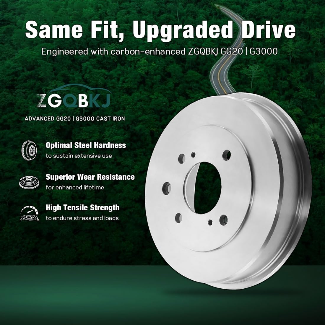 Rear Brake Drum 2 Piece Pair Set Replacement Brake Kit fits Honda Civic 1.8L 2006 2007 2008 2009 2010 2011 2012 2013 2014 2015, fits Honda CR-V 2.0L 1997 1998 1999 2000 2001