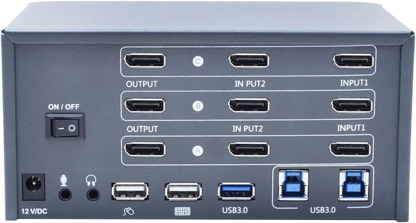 8K Triple Monitor DisplayPort 1.4 KVM Switch, HDR10, USB 3.2 Gen 2, Hotkey, VRR, Multi-Monitor, 32.4 Gbps Bandwidth