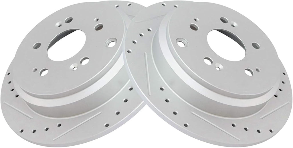 TRQ Performance Front and Rear Brake Rotor Set G Coated Drilled and Slotted Vented Solid Compatible with 2005-2010 Honda Odyssey